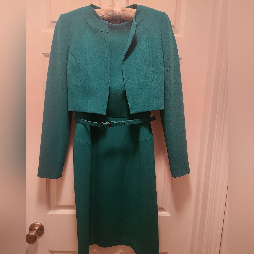 Anne Klein Tank Dress With Jacket. Lined. Size 0. Green. EUC